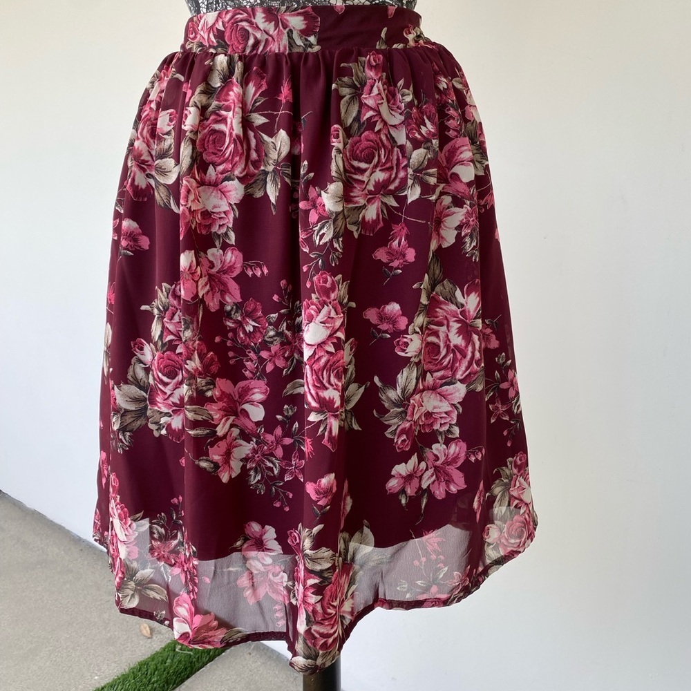 Floral Burgundy Skirt by Molly&Isadora size 1X
